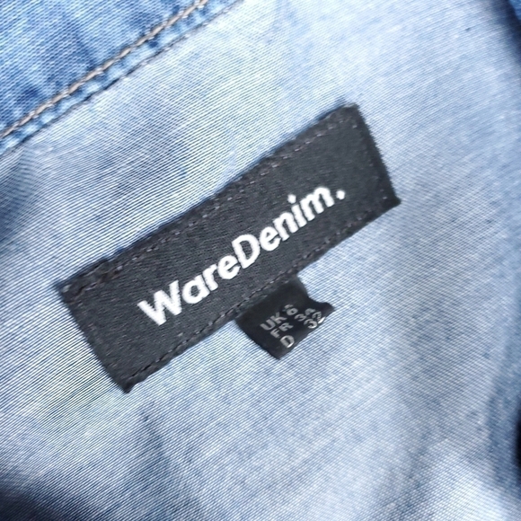 WareDenim Blue Chambray Belted Shirt Dress Size 2 UK 6 - Picture 9 of 14